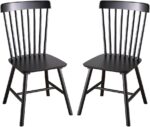 Wooden Windsor Dining Chairs Set of 2 Wood Dining Room Chair Black Spindle Side Kitchen Room Country Farmhouse Chairs