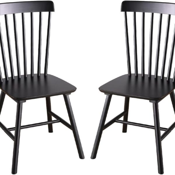 Wooden Windsor Dining Chairs Set of 2 Wood Dining Room Chair Black Spindle Side Kitchen Room Country Farmhouse Chairs