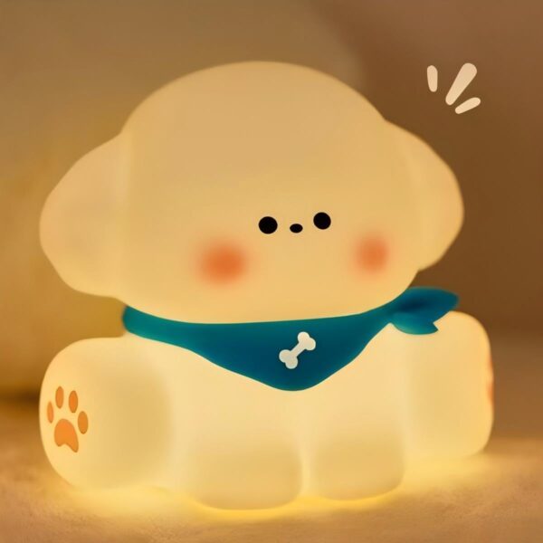Squishy Puppy Night Light, Cute New Year Night Light as Gifts, Rechargerable Dimmable Nursery Soft Touch Bedside Baby Night Light, Portable and Wireless