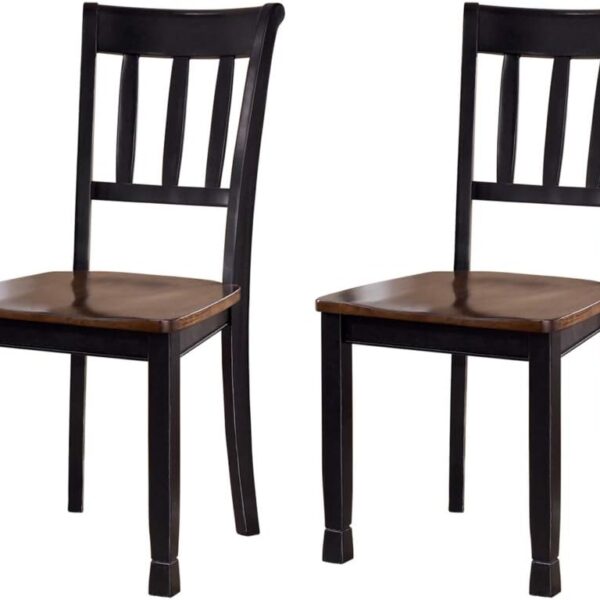 Modern Farmhouse Dining Room Side Chair, Set of 2, Black and Brown