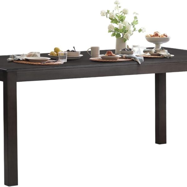 Rectangular Dining Table for 6, Wooden Kitchen Dining Room Table Dinner Table for 4 with Square Legs, Brown