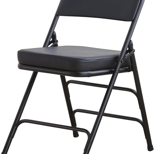 Padded Folding Chair, Foldable Chair with Thick Cushion, Heavy Duty Metal Folding Chair for Outdoor & Indoor & Dining & Party, Black