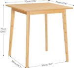 Bamboo Dining Table, Square Dining Table for 2, 27.6" Kitchen Table for Small Space, Writing Table, Easy to Assemble, for Dining Room, Living Room, Office, Kitchen, Apartment, Natural - Image 2
