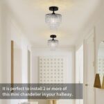 8" Black Chandelier 3-Tier Crystal Raindrop Flush Mount Ceiling Light Fixture Mini Chandelier Light for Bedroom Kitchen Hallway Bathroom Closet (Black) - Image 2