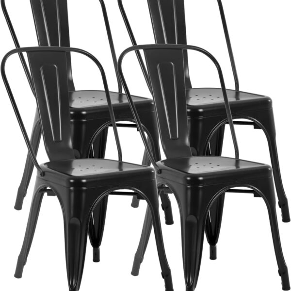 Metal Dining Chairs Set Of 4 Indoor Outdoor Chairs Patio Chairs Kitchen Metal Chairs 18 Inch Seat Height Restaurant Chair Metal Stackable Chair  Side Bar Chairs 330LBS Weight Capacity