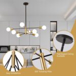 Chandelier, 8-Light Dining Room Light Fixture, 4-Height Adjustable Chandeliers for Dining Room, Dimmable Dining Room Chandelier,  Chandeliers with Stable Metal Base, E26 Sockets - Image 2