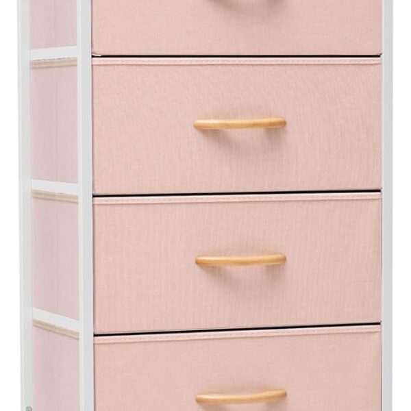 Pink Dresser for Bedroom Storage Tower - Sturdy Steel Frame, Wood Top, Easy Pull Fabric Bins, Wood Handles - Organizer Unit for Hallway, Entryway, Closets - 6 Drawers