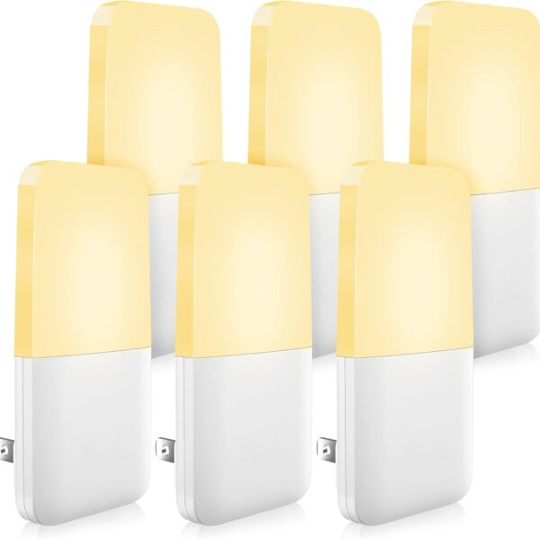 Plug in Night Light, Warm White  Nightlights with Smart Dusk to Dawn Sensor for Kids, Nursery, Ideal for Bedroom, Bathroom,Hallway, Stairs, Kitchen, 6 Pack