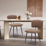 Upholstered Dining Chairs Set of 2, Fabric Kitchen Dining Room Chairs with Metal Legs, Modern Dining Chairs for Living Room & Dining Room (Brown) - Image 2