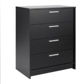 Dresser, Black Dresser for Bedroom, Chest of Drawers with 4 Drawers 18" D X 30" W x 36.5" H, BDBR-2104-1