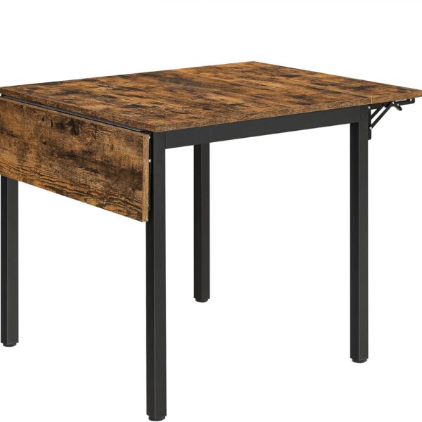 Folding Dining Table, Drop Leaf Extendable, for Small Spaces, Seats 2-4 People, Industrial, 33.3 x 30.7 x 30 Inches,Brown