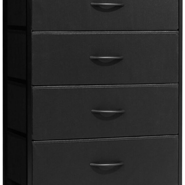 Dresser for Bedroom with 6 Drawers, Tall Chest of Drawers, Black Dressers Bedroom Furniture, Storage Organizer Unit with Bins for Closet, Hallway, Living Room, Entryway