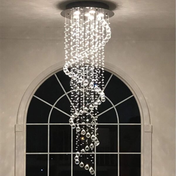Modern Contemporary Swirl Chandelier Lighting for Foyer Dining Room Kitchen Chandelier Fixture Ceiling Light Rain Drop with All Crystal Balls D20'' X H61'' of