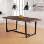 Modern Solid Wood Dining Table, 72 Inch, Mahogany - Image 2