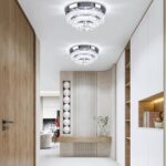 11.8" Crystal Chandeliers Modern Crystal Ceiling Light LED Chandeliers Semi Flush Mount Chandelier Crystal Ceiling Light Fixture for Bedrooms Dining Living Room Hallway (6500K Cool White) - Image 2