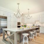 Silver Dining Room Light Fixture/Chandelier Over Table,4-Light Farmhouse Crystal Candle Chandelier, 24" Rustic Kitchen Island Lighting, High Ceiling Hanging Chandelier,for Bedroom,Foyer,Entryway - Image 2