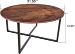 Round Coffee Table Kitchen Dining Table Modern Tea Table Office Conference Pedestal Desk Computer Study Desk Rustic Brown/Black - Image 2
