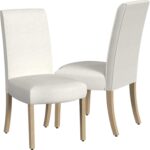 Scalloped Detail Dining Chair|Upholstered  Dining Chairs |Decorative Home Furniture, Cream Textured Woven (Set of 2)