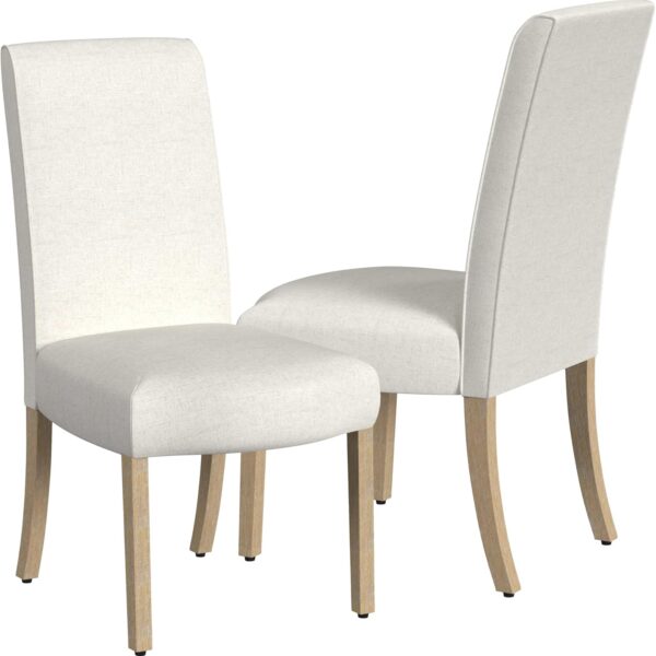 Scalloped Detail Dining Chair|Upholstered  Dining Chairs |Decorative Home Furniture, Cream Textured Woven (Set of 2)