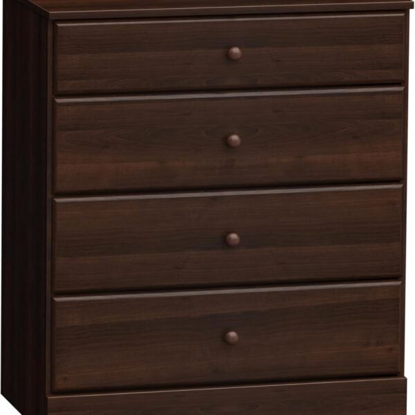 Simplistic 4-Drawer Dresser for Bedroom, Functional Bedroom Dresser Chest of Drawers 16" D x 30" W x 36.25" H, Espresso, EDBR-0401-1