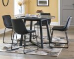 Mid Century Round Dining Room Table with Metal Legs, Gray & Black - Image 2