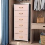 Pink Dresser for Bedroom Storage Tower - Sturdy Steel Frame, Wood Top, Easy Pull Fabric Bins, Wood Handles - Organizer Unit for Hallway, Entryway, Closets - 6 Drawers - Image 2