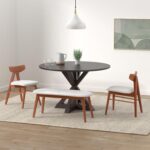 Round Solid Wood Rustic Dining Table for Farmhouse Kitchen Room Decor, Wooden Trestle Pedestal Base, 46.5" Wide Circular Tabletop, Distressed Dark Brown - Image 2