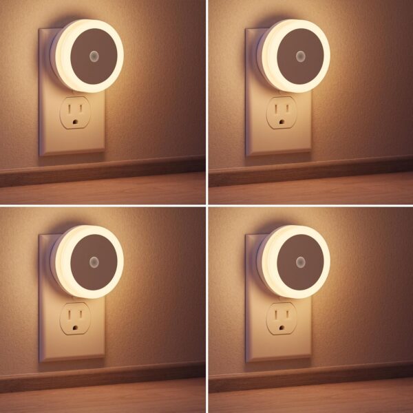 Baby Night Lights Plug into Wall [4Pack], Nightlight with Light Sensors for Kids Room, Bathroom Stair Lights, Hallway Light, Warm White