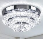 11.8" Crystal Chandeliers Modern Crystal Ceiling Light LED Chandeliers Semi Flush Mount Chandelier Crystal Ceiling Light Fixture for Bedrooms Dining Living Room Hallway (6500K Cool White)