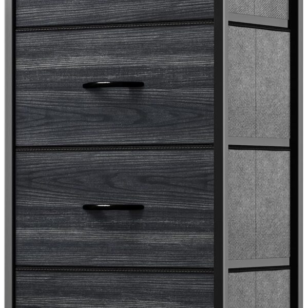 Dresser with 4 Drawers - Fabric Storage Tower, Organizer Unit for Bedroom, Hallway, Closets - Sturdy Steel Frame, Wooden Top & Easy Pull Fabric Bins