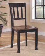 Modern Farmhouse Dining Room Side Chair, Set of 2, Black and Brown - Image 2