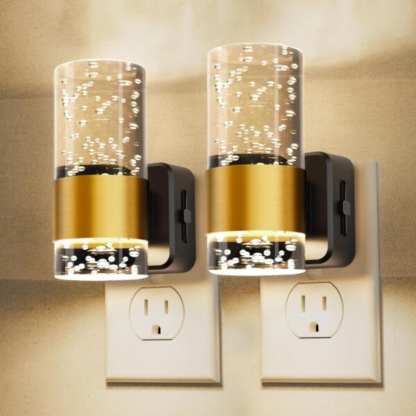 Night Lights Plug into Wall, Soft Light  Night Light with Adjustable Brightness, Plug in Night Light with Auto Light Sensor, Wall Sconce-Style Design Night Light for Bathroom,Hallway, 2 Pack