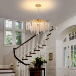 Crystal Tree Branches Chandeliers Gold Luxury Round Raindrop Pendant Light Fixture 9 Light Tassel Ceiling Hanging Light for Dining Room Bedroom Living Room Entryway 23.7" - Image 2