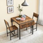 Folding Dining Table, Drop Leaf Extendable, for Small Spaces, Seats 2-4 People, Industrial, 33.3 x 30.7 x 30 Inches,Brown - Image 2