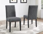 Gray Fabric Dining Chairs with Nailhead Trim, Pack of 2
